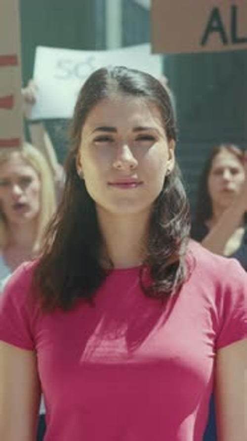 Female Protest Leader Resolute Female Organizer Stands Firm Amidst Activists Calling for Equality