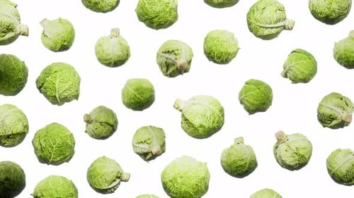 Rotating Green Cabbage Vegetable Pattern Motion Background