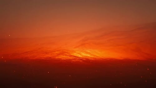 Fluid Fiery Horizon Background with Shimmering Particles