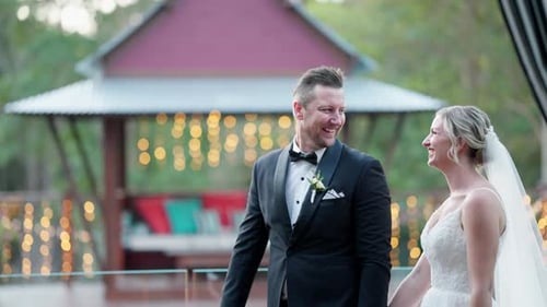 Bride and Groom on Wedding Day Smiling