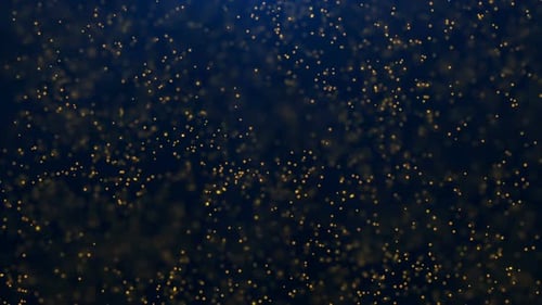 Dust Gold Particles, random motion of particles.On beatiful relaxing Background. Glittering Particle