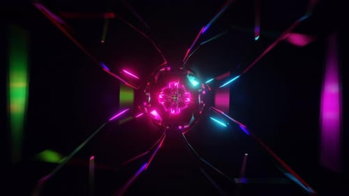 Disco Flashing Lights in Neon Light Up This Lively VJ Loop's Backdrop