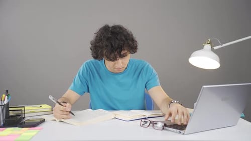 Unhappy and sad male student.