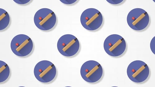 Repeating Flat Design Cricket Bat and Ball Pattern