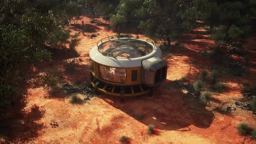 Futuristic Spherical Building in Arid Landscape