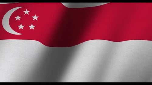 Realistic Singapore Flag Waving Seamless Loop Animation