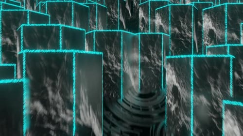 Cyan And White Cylinder Mountain Background Loop Animation In 1080Hd