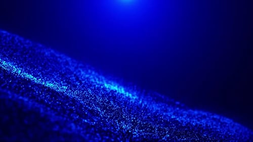Blue Abstract Glitter Particle Wave Flow Animation Loop