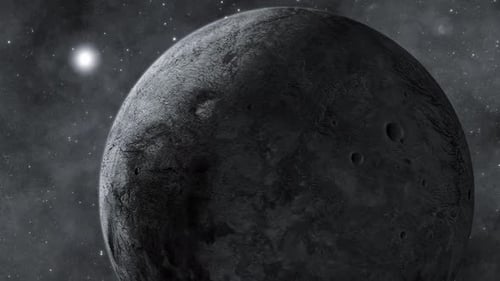 3d Realistic Eris Fictional Planet Glowing Sun View On Space Galaxy