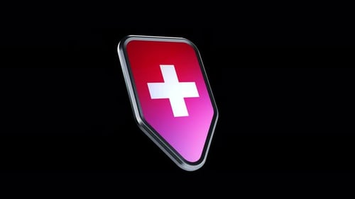 Rotating 3D Medical Cross Shield Logo Animation