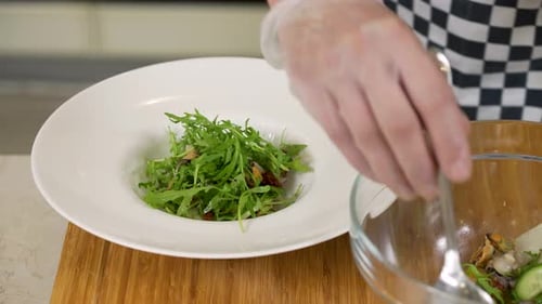 Serving Seafood Pear and Dried Tomatoed Salad