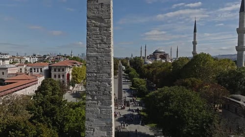 Istanbul Historical Peninsula Hagia Sophia Grand Mosque and Obelisks Aerial View