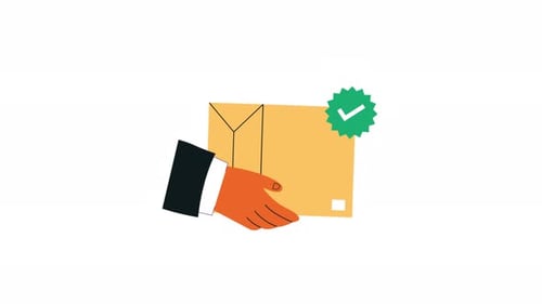 Flat Design Animation of Hand Delivering Confirmed Package