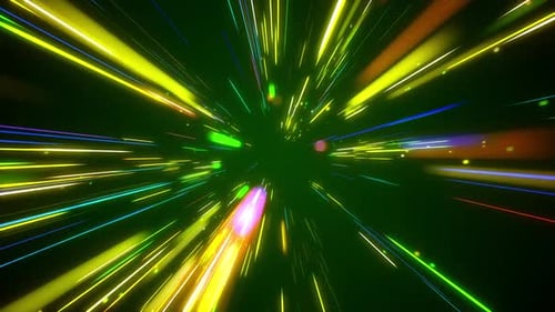 Colorful Futuristic Warp Speed Light Tunnel Motion Background