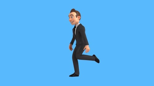 Fun 3D cartoon business man dancing (with alpha channel included)