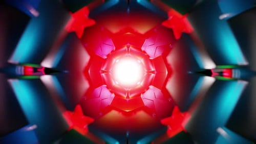 Magenta Mandala Kaleidoscope VJ Loop with Rotating Metallic Geometric Facets