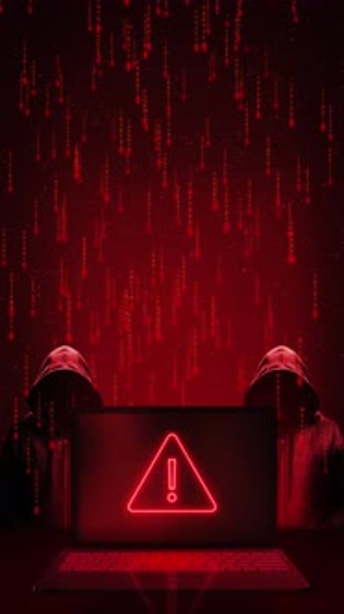 Hacker Stealing Data From a Laptop Cyberattack and Programming for Malware with Tech Scam and Data