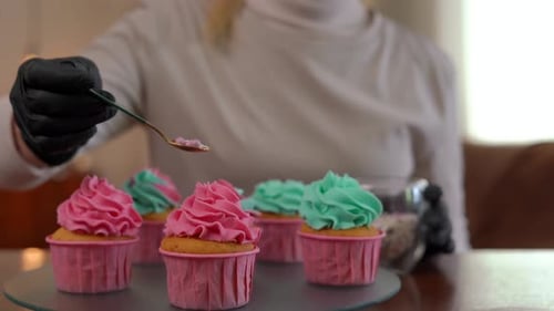 Cupcakes Decorated With Sprinkles on a Table