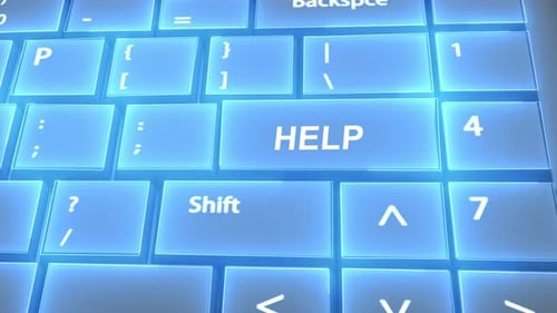 Futuristic Computer Keyboard Help Text on Key