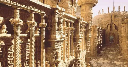 Close Up of Ancient Stone Architecture with Intricate Carvings