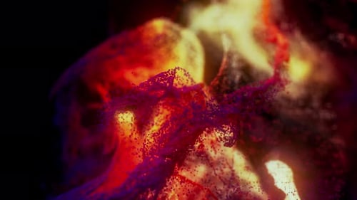Glowing Particle Storm on Dark Background