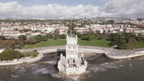 Aerial view of Belem Tower, Portugal.