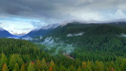 Aerial View of Stunning Mountain Landscape in Fall Taken Near Vancouver