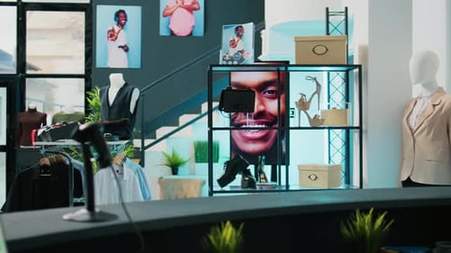 Empty Fashion Store Selling Modern Clothing and Accessories