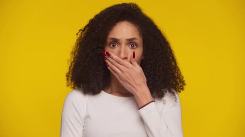 Woman Reacts in Shock, Close Up Portrait