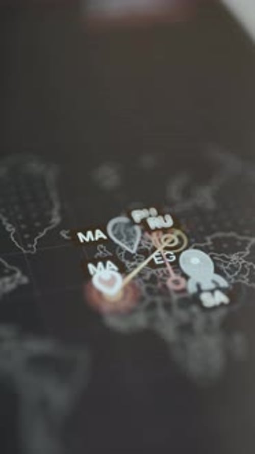 World Map Technology Interface Points of Interest Background