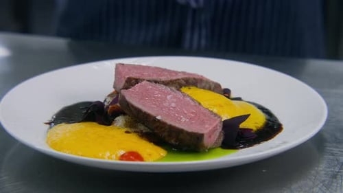 Close Up Shot of Presentation of Delicious Meat Dish