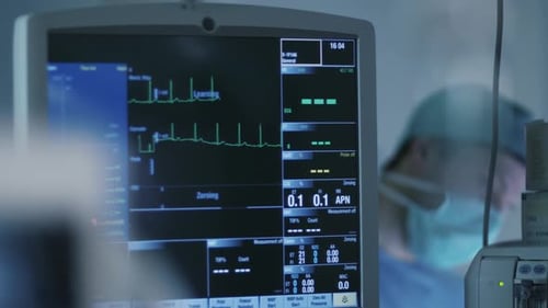 Shot of ECG Monitor in Operating Room During Surgical Operation