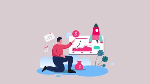 Animated Flat Design Business Growth and Startup Launch