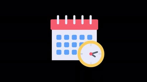 Animated Calendar and Clock Icon for Schedule Planning