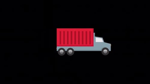 Animated Truck Moving with Red Cargo Container