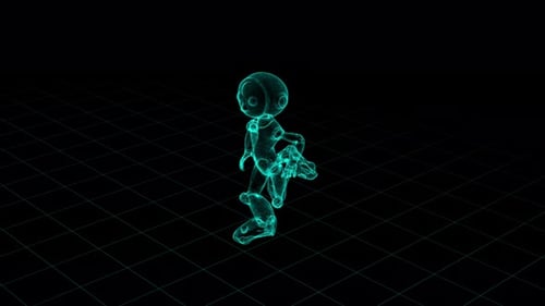 3D-Hologramm-Animation eines Laufroboters