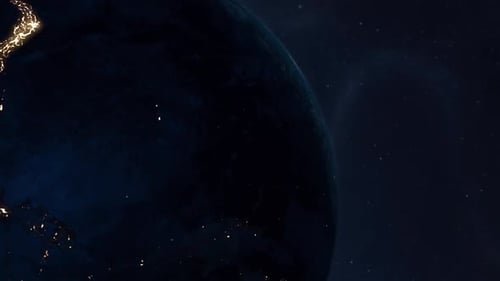 Rotating Earth with Illuminated City Lights at Night