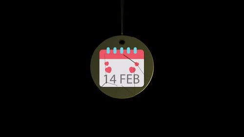 Modern Calendar Icon Shatters to Reveal February 14th