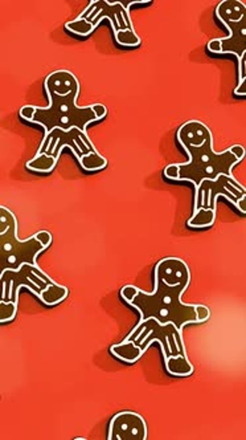 Seamless Christmas Gingerbread Men Pattern Vertical Background