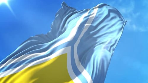 Niedrigwinkelansicht der Tuwa-Flagge