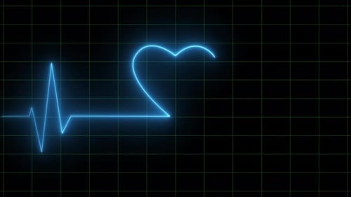 Heart Impulse Beat Heart Rate and Pulse on a Blank Black Screen in a Hospital