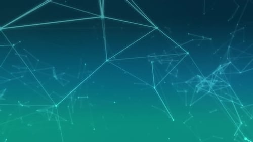 Animation d'un réseau bleu de connexions sur fond bleu brillant