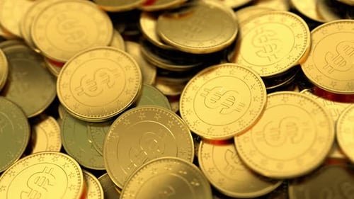 Shiny Golden Dollar Coins Piling Animation
