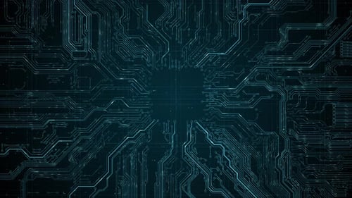 Animated Circuit Board Digital Technology Background Central Computer Processor CPU Concept