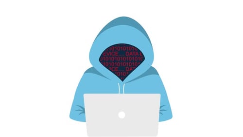 Cybersicherheitsanimation: Hacker stiehlt das gehackte Gerät