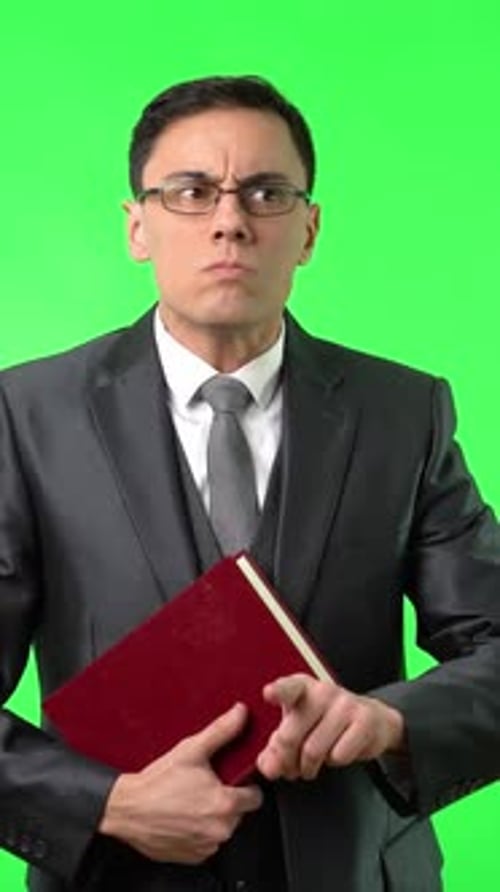 Angry Male Teacher Scolding the Students on Chromakey