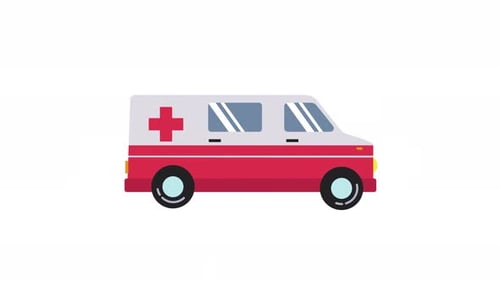 Ambulance animation on transparent background, alpha channel