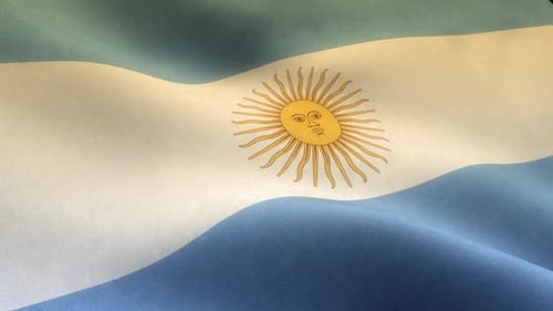Realistic Argentina Flag Waving with Fabric Texture