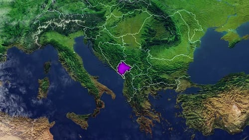 Animated Map Zoom on Montenegro with Country Highlight