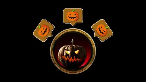 Halloween Modern 3D Circle Icon Loop Animation